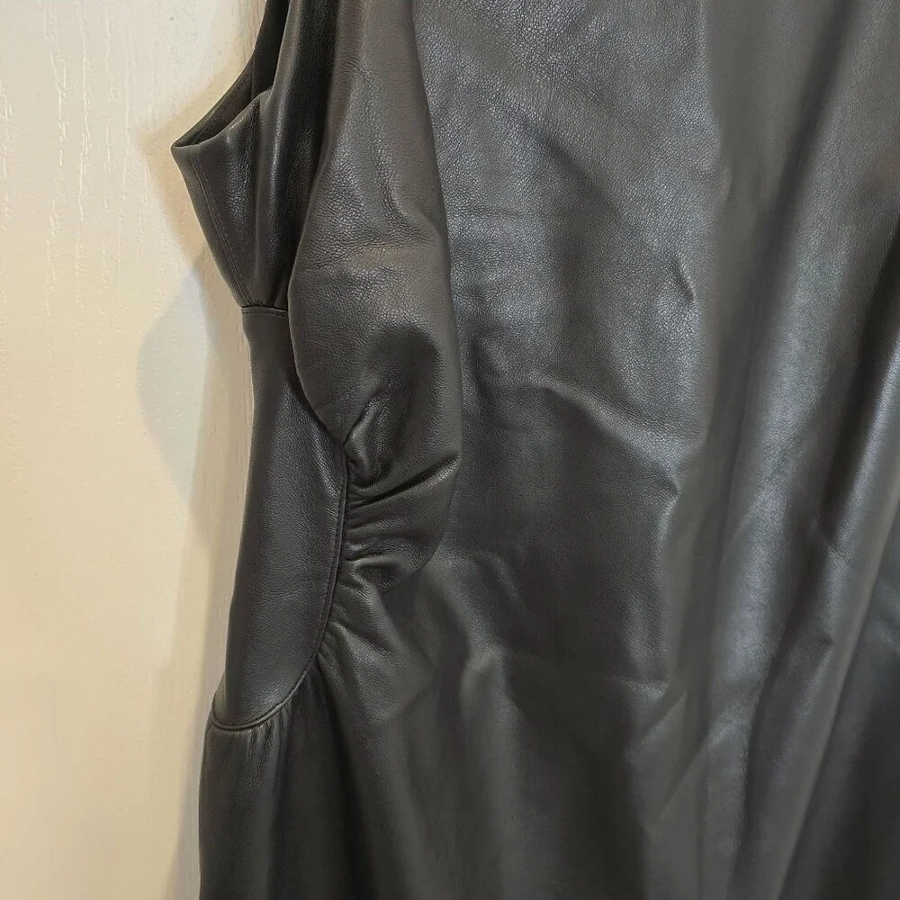 Sachin & Babi Holiday Party Diana Black Faux Leather Sleeveless Dress Size 14 - Picture 7 of 16